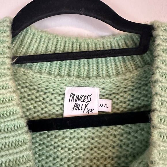 Princess Polly | Light Green Chunky Cable Knit Oversized Pullover Sweater M/L - Picture 3 of 6